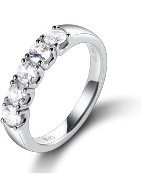 Moissanite Wedding Band 1 Carot S925 Sterling Silver Rings D color Size 5